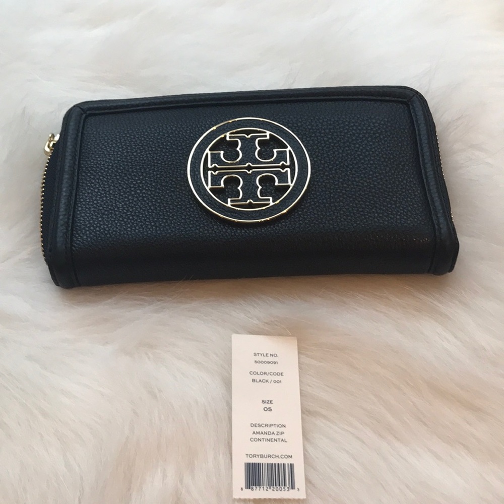 Amanda zip continental black Tory Burch wallet